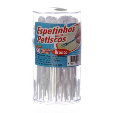 Imagem de Espeto de Acrílico para Petisco Branco com 50 Unidades Plastilânia