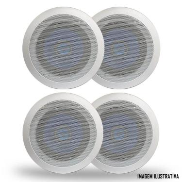 Imagem de KIT 4 ARANDELAS REDONDA TETO COM ALTO FALANTE HURRICANE TRIAK 6" POLEGADAS -GESSO
