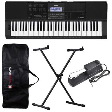 Imagem de Kit Teclado Musical CT X800 CASIO 61 teclas MIDI/USB + Suporte X + Capa + Pedal + Fonte