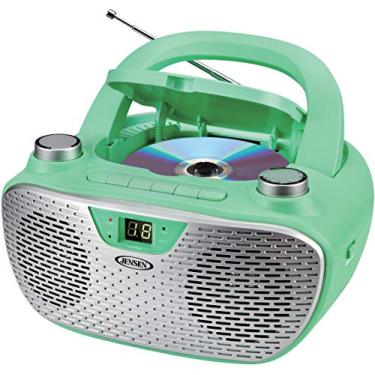 Imagem de JENSEN Leitor de CD estéreo portátil CD-485-GR CD-485 de 1 Watt com rádio AM/FM (verde)