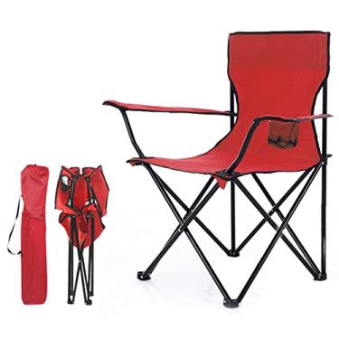 Imagem de Cadeira dobrável de acampamento de praia cadeira ultraleve mochila com suporte para copo e bolsa de transporte compacta para pesca ao ar livre acampamento churrasco viagem praia piquenique, vermelho, 1,8 kg/4 lbs