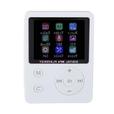 Imagem de MP3 Player, Mini reprodutor de música portátil com fone de ouvido e cabo USB, Leitor de Mp4 Mp3 de 1,8" HiFi sem perdas para adultos crianças, suporta até 32 GB (branco)