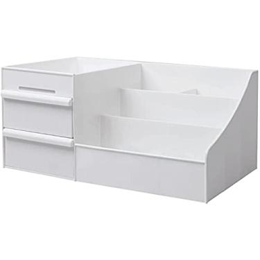 Imagem de Organizador de pincéis de maquiagem Suporte de cosméticos acrílico pincel de maquiagem caixa de armazenamento com tampa para banheiro quarto penteadeira (branco) agradável e moderno