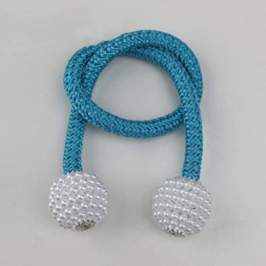 Imagem de Cortina Magnética Acessórios de Sala de Clipe Pérola Bola Cortinas Titular Fivela Corda Amarração Decoração de Casa Bola Pendurada Amarração Traseira Retenção, Safira, 2 Peças