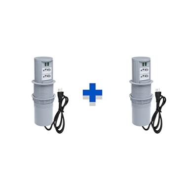Imagem de Kit 2 Torres De Tomadas Totem Automático 2 Tom 20A 2USB 4.9A COR:CINZA