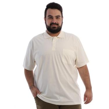 Imagem de Camisa Polo Plus Size Masculina Com Bolso Básica Marfim - Anistia