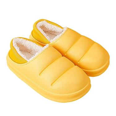 Imagem de Pantufas femininas aconchegantes de espuma viscoelástica para uso interno e externo para casa com forro de pelúcia para uso interno/externo com sola de borracha