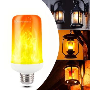 Imagem de Lâmpada Led Bulbo Efeito Chama Fogo Tocha 9W Bivolt Artificial Com Mov