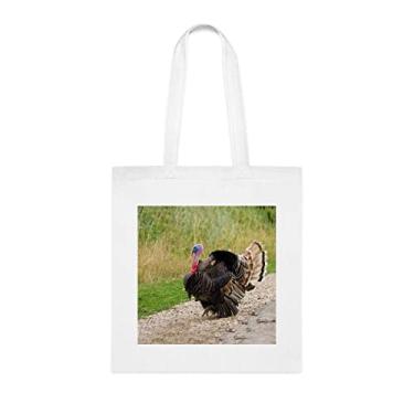 Imagem de Sacola de peru, presente de peru, bolsa de ombro de peru, bolsas reutilizáveis de peru, ideia de presente de cesta de natal de aniversário, presente para ela, presente para ele, bolsa feminina, Branco