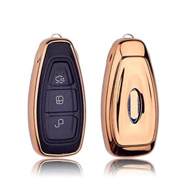 Imagem de CSHU Soft TPU Car Key Case Cover Chaveiro Ring Key Bag, apto para Ford Fiesta Focus C-MAX 2011 2012 2013-2018,3