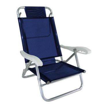 Imagem de Cadeira De Praia Alumínio Reforçada 5 Posições Banho De Sol Marinho Za