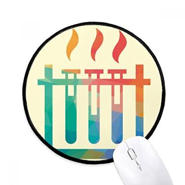 Imagem de DIYthinker Diferentes temperaturas Tubo de Teste Química Mouse Pad Desktop Escritório Tapete Redondo para Computador