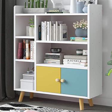 Imagem de KIZQYN Estante de 3 prateleiras prateleira de armazenamento com aparência de madeira, estante de fácil montagem para sala de estar, estreita, quarto, estante de escritório (cor: B-branco)