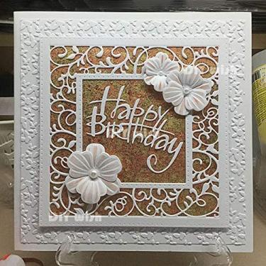 Imagem de 5 peças moldes de corte de moldura quadrada de ramo, faça você mesmo scrapbooking artista de corte de metal estêncil para DIY álbum de scrapbooking de gravação decorativa cartões de papel ferramenta artesanato moldes