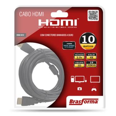 Imagem de Cabo hdmi de alta definição 2.0 com 10m - hdmi-5010 - brasforma