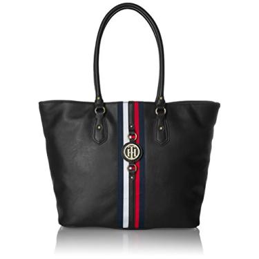 Imagem de Tommy Hilfiger Bolsa feminina Jaden Plus, Cloreto de polivinila preto, One Size, Bolsa Jaden Plus