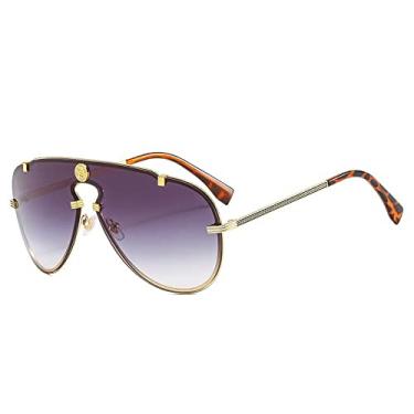 Imagem de Óculos de sol vintage de liga única para mulheres Óculos de sol gradiente masculinos Óculos de condução senhora Sombras, cinza dourado, tamanho único
