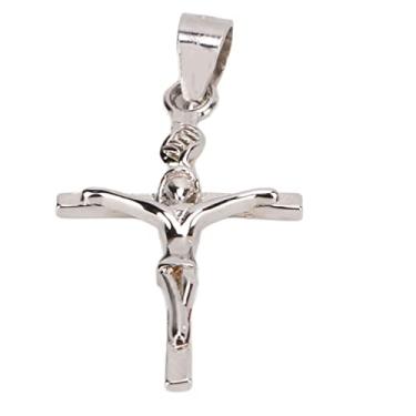 Imagem de Colar católico, formatura clássico elegante 925 prata esterlina crucifixo colar para pingente de presente