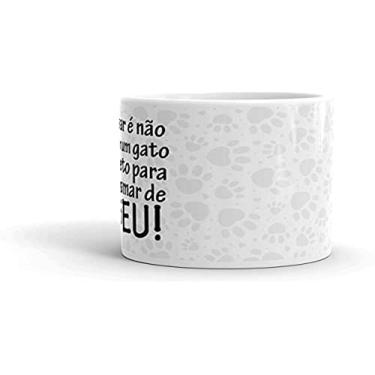 Imagem de Canequeiro Store Gato Caneca de Porcelana Personalizada, Preto/Branco, 10 x 10 x 10 cm
