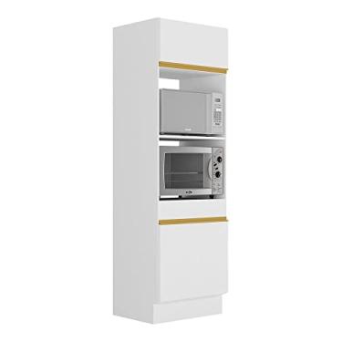 Imagem de Paneleiro 2 Portas 63cm com Rodapé para Forno e Microondas Veneza Multimóveis V2116 Branco/dourado