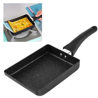 Imagem de Frigideira quadrada para omelete de ovos, panela japonesa antiaderente Tamagoyaki com revestimento cerâmico mini frigideira com alça anti-escaldante, compatível com fogão a gás e fogão de indução, pode ser lavada na lava-louças