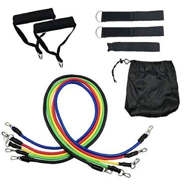 Imagem de Kit Elástico Extensor 11 Peças Treinamento Pilates Fitness