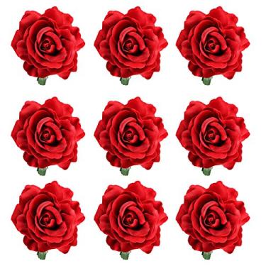 Imagem de Pacote com 16/9/4 presilhas de cabelo de flor rosa broche acessórios presilhas para mulheres meninas noiva, 9PCS S2
