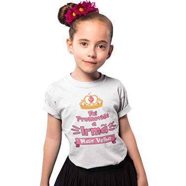 Imagem de Camiseta Fui Promovida a Irmã Mais Velha infantil Branca Tamanho 02