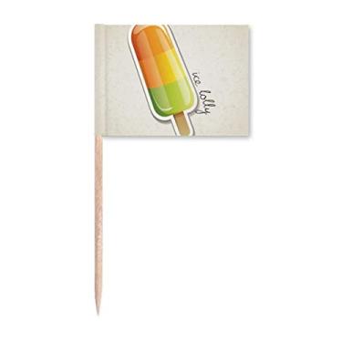 Imagem de Ponteiro laranja amarelo verde picolé doce sorvete bandeira de palito de dentes enfeite de festa