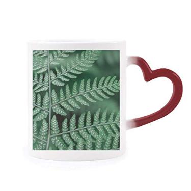 Imagem de Caneca com imagem de planta de folha, fotografia natural, sensível ao calor, copo de grés que muda de cor vermelha