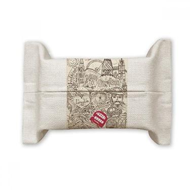 Imagem de British Bus London Eyes Big Ben UK Capa de papel para lenços faciais Bolsa de linho de algodão