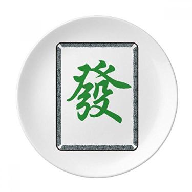 Imagem de Green Mahjong azulejos padrão prato decorativo de porcelana salver louça louça jantar