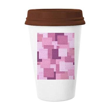 Imagem de Tecido de malha de linho roxo quadrado caneca de café copo cerâmica tampa de cerâmica