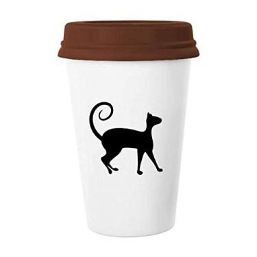 Imagem de Pet Lover Caneca de cerâmica com desenho de animal de gato preto Caneca de café bebendo vidro cerâmica copo