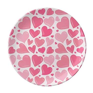 Imagem de Prato de Dia dos Namorados de Porcelana Decorativo Rosa Lindo Coração Prato de Jantar