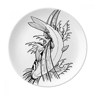 Imagem de Prato decorativo de porcelana Salver Salver de peixe para natação satisfatório, prato de jantar