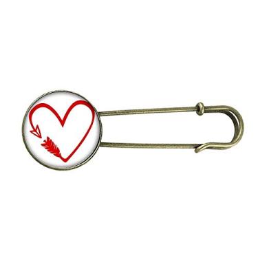 Imagem de Broche de metal retrô com ilustração de coração e flecha vermelha