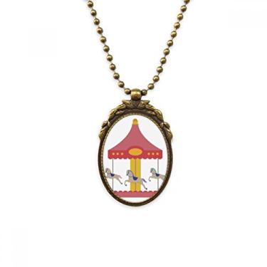 Imagem de DIYthinker Colar colorido com pingente de contas vintage com estampa de parque de museu de carrossel