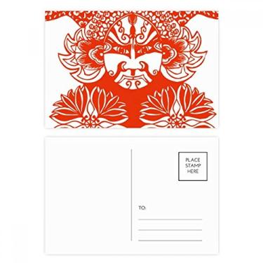 Imagem de Conjunto de cartão postal vermelho de ópera de Pequim cortado em papel cartão de felicitações para envio de aniversário