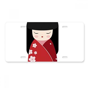 Imagem de DIYthinker Quimono vermelho Sakura Japão placa de carro decoração de aço inoxidável