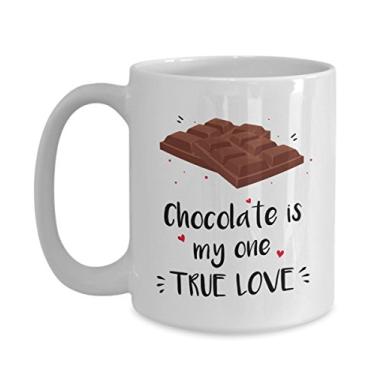 Imagem de Caneca True Love – Chocolate is my one True Love – Caneca de café de cacau quente divertido – ideia de presente de aniversário de Natal