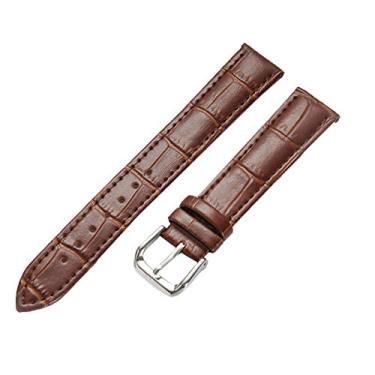 Imagem de SOUGAO Pulseira de couro genuíno marrom, vintage, retrô, clássica, de substituição de liberação rápida, 16 mm, compatível com a maioria dos relógios tradicionais e relógios inteligentes, Marrom, 16mm