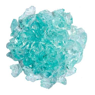 Imagem de Hiland RGLASS-AQ Pit Fire Glass i n Aqua, classificação de temperatura extrema, bom para propano ou gás natural, 4,5 kg, 4,5 kg