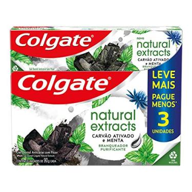 Imagem de Creme Dental Colgate Natural Extracts Carvão Ativado e Menta 3 unid 90g