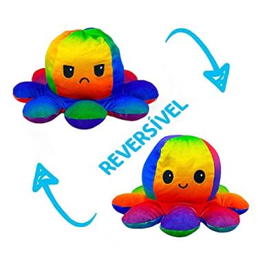 Imagem de Brinquedo Polvo De Pelúcia Reversível Feliz e Bravo 20cm - Colorido Tie Die