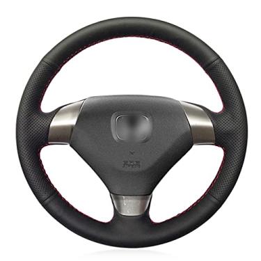 Imagem de Capa de volante de couro confortável antiderrapante costurada à mão preta, apto para Honda Accord 7 Coupe 2003 2003 2004 2005 2006 2007 3 Spoke
