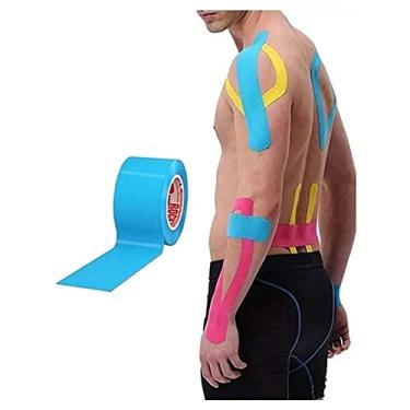 Imagem de Rolo Fita Kinésio Bandagem Elástica Funcional 5 X 500 Cm (Azul)