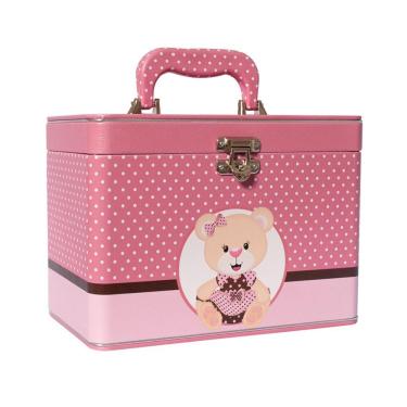 Imagem de Maleta Box URSINHA ROSA com 4 álbuns fotográficos 240 fotos 15x21 Bebê infantil