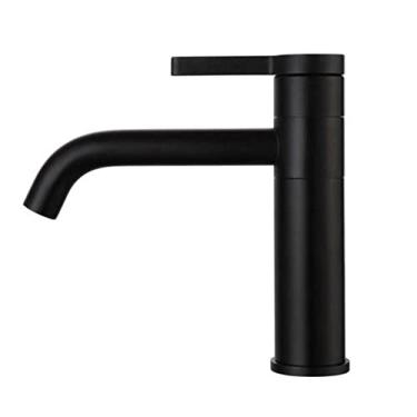 Imagem de Torneira de lavatório para lavatório Torneira de latão maciço Torneira de água em cascata Ouro escovado ou preto fosco Torneira de lavatório, C baixo