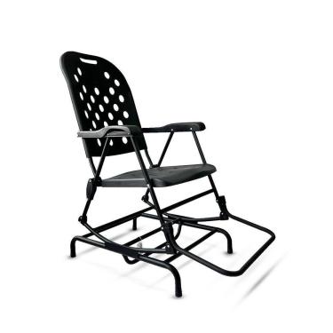Imagem de Cadeira De Balanço Dobrável Aço Carbono Reforçado Com Descanso De Pé - Preto